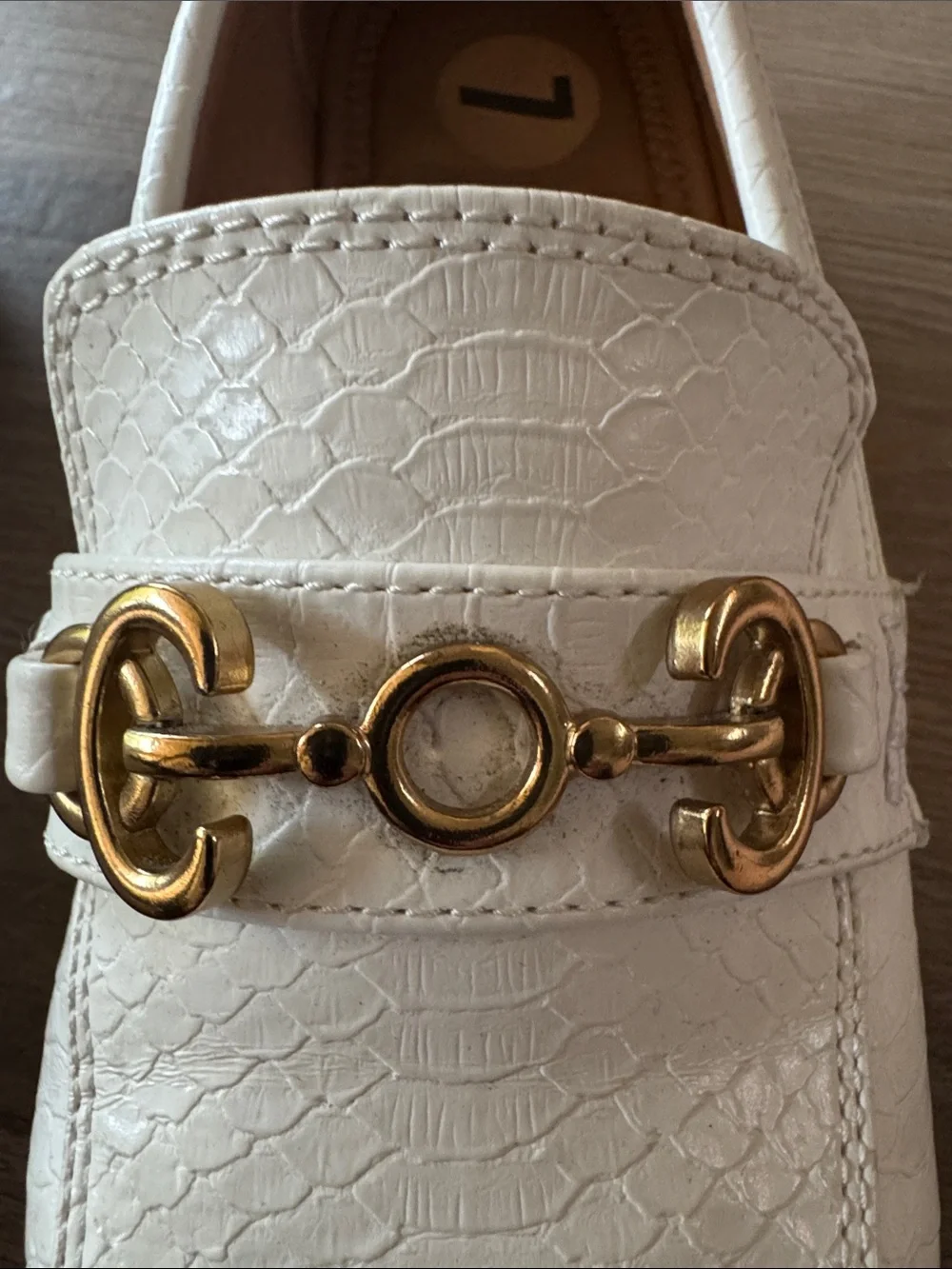 Circus by Sam Edelman White Textured Loafers with Gold Hardware